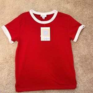 LuLaRoe Kids Red and White Short Sleeve Tee